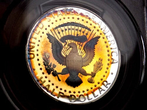 ケネディ シルバーハーフ 2007 S PCGS PR 68 DCAM モンスターレインボーショッキングコイン