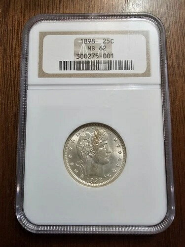 ニースオリジナル 1898年 バーバークォーター NGC MS62