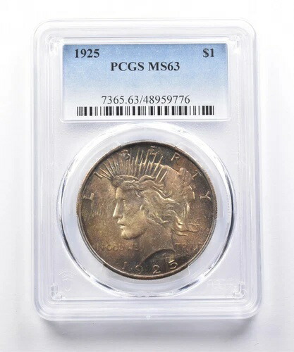 1925年ピースシルバードル MS63 PCGS 美しいトーン *7495