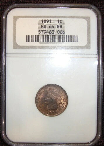 1891 NGC MS64 RB インディアンヘッド セントペニー - オールドホルダー
