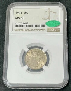 ??1911 リバティ ニッケル NGC MS63 および CAC!!! - PQ トーン ルックス PL!!!??
