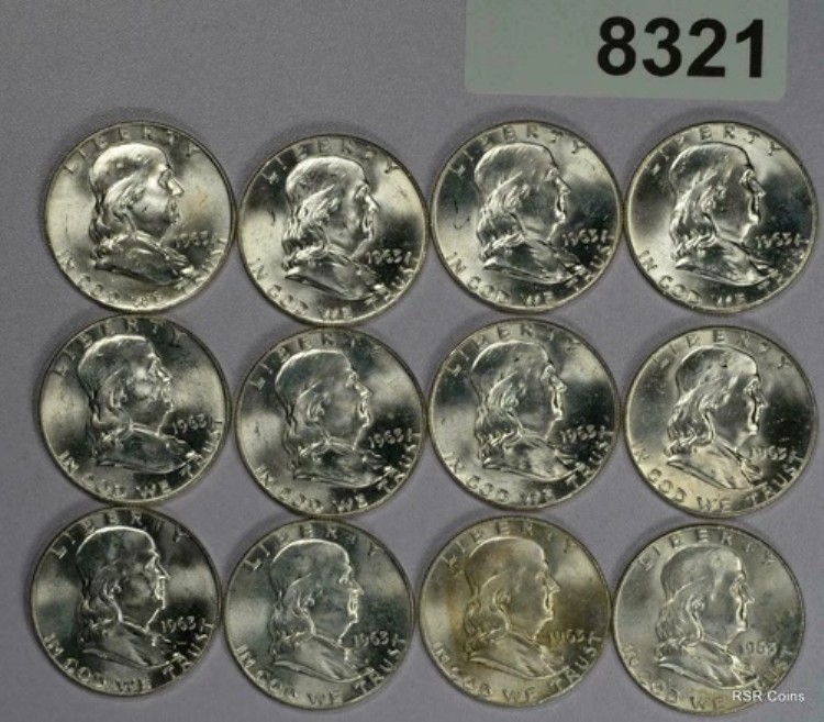 1963年 D フランクリン ハーフ 90% シルバー 派手！ ダースチョイス BU #8321