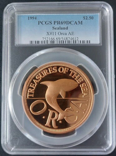 シーランド公国 プルーフ 2.5ドル硬貨 1994年 X#11 シャチ PCGS PR69