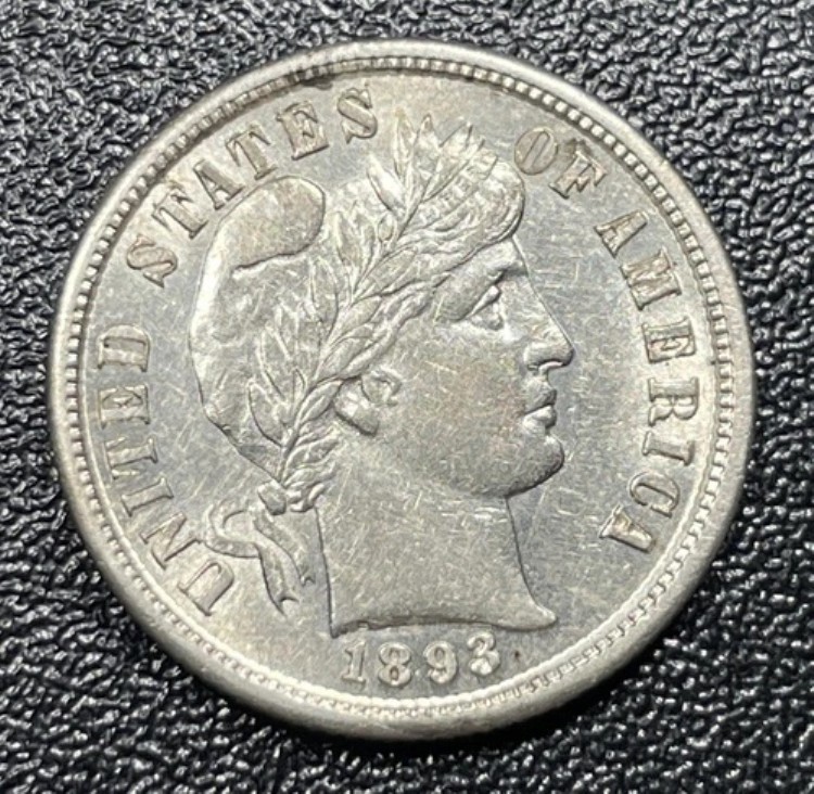 1893-S バーバー シルバーダイム 10セント 未流通 優良年