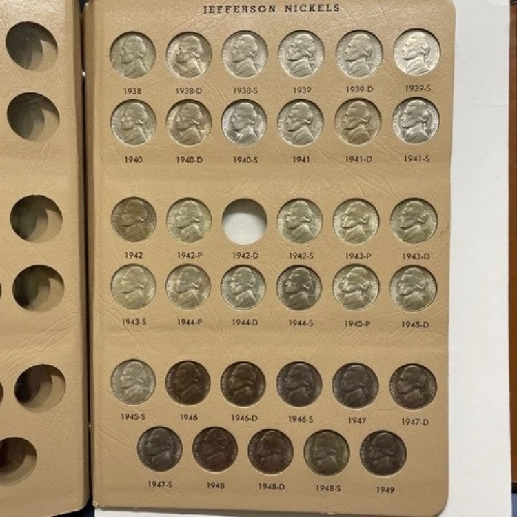 1938-1990-PDS ジェファーソン 5セント 未流通セット Dansco 7110 アルバム 2枚欠落