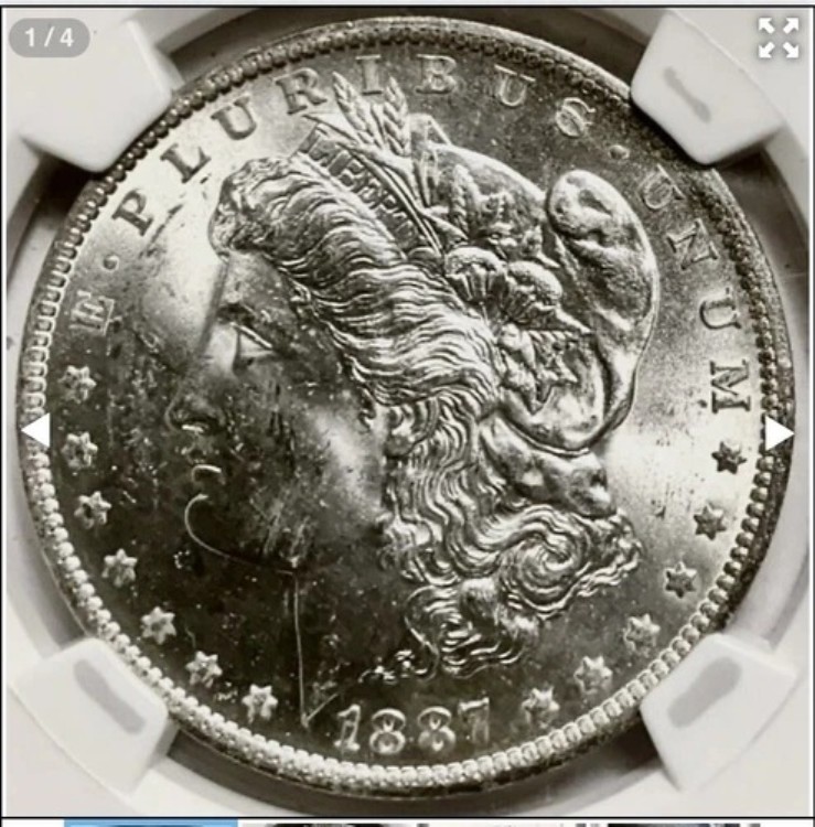 1887-O モルガン銀貨（ホワイトフラッシー）NGC MS63+