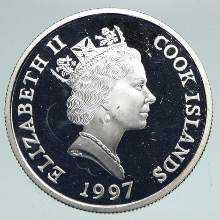 1997年 クック諸島 エリザベス2世 王妃 プルーフ 銀貨 2ドル i91494