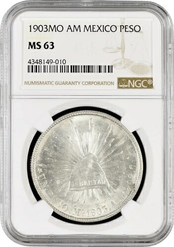 楽天市場】メキシコ 1951年 5ペソ銀貨 ASW . イダルゴ NGC MS65 (写真