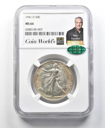 1941-D ウォーキング・リバティ・ハーフダラー マイルズ・スタンディッシュ MS66 NGC CAC *8545