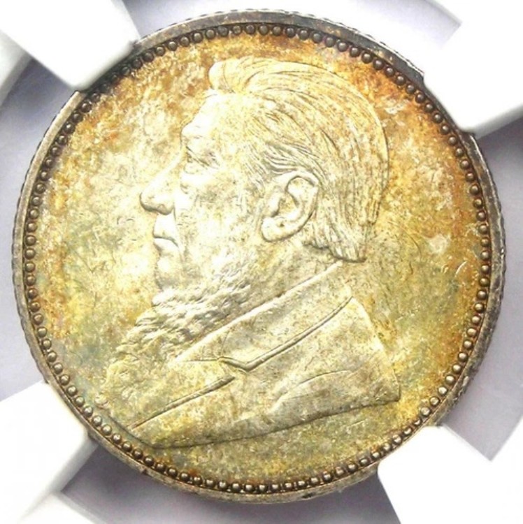 1897年南アフリカ シックスペンス (6D) - NGC MS64 認定 - 希少日付 BU UNC Zar コイン