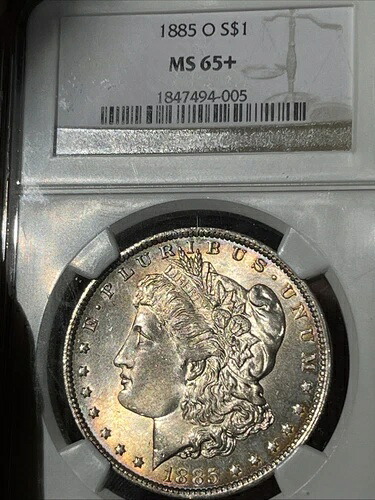 1885-O NGC MS65+ モルガン銀貨（トーン）