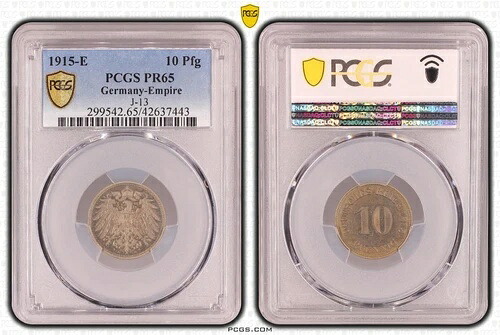 Empire 10 Pfennig 1915 E ホルダー PCGS PR65 プルーフ nswleipzig