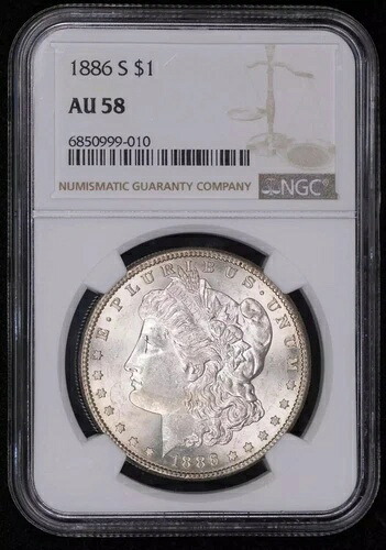 1886年 S モルガン銀貨 NGC AU-58