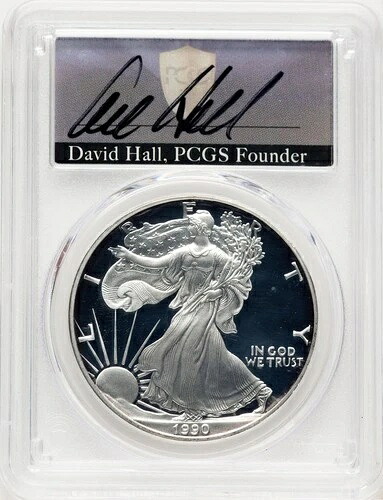 1990-S プルーフ シルバー イーグル 1オンス デビッド・ホール PCGS PR70