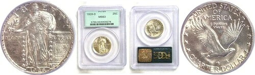 1928-D 25セント スタンディング リバティ クォーター PCGS MS-63