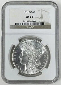 1881 S モーガン銀貨 MS66 NGC ** ホワイトラスターアピール｜WORLD RESOURCE【KING店】