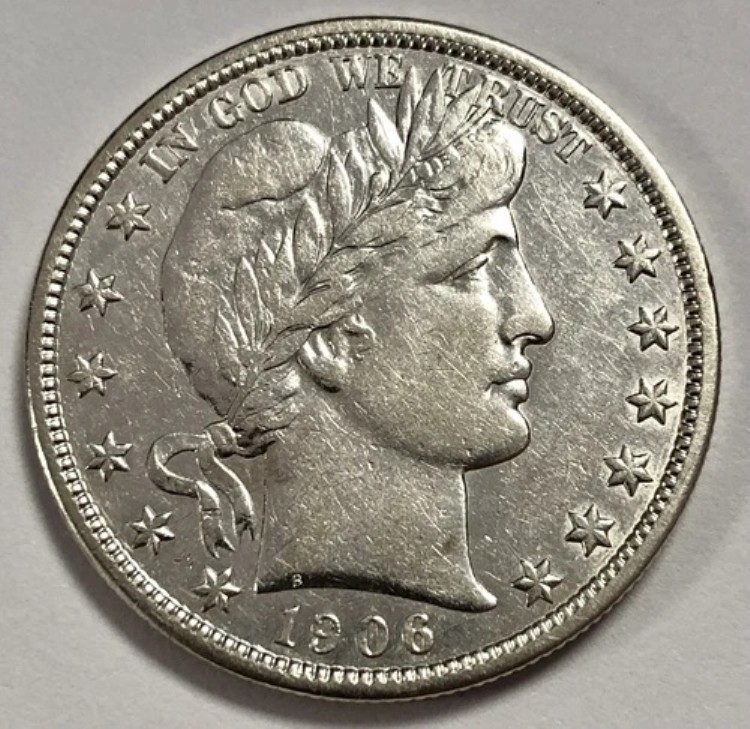 1906年 D シルバー バーバー ハーフドル コイン（UNC付近） 細部まで良好。#3865｜WORLD RESOURCE【KING店】