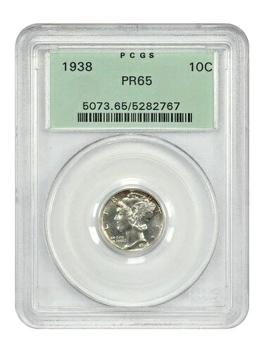 1938年 10セント PCGS PR65 (OGH) - マーキュリーダイム
