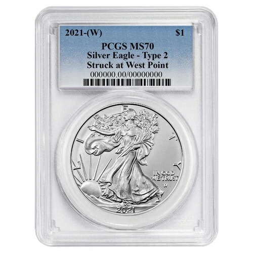 2021年 (W) $1 タイプ2 アメリカンシルバーイーグル PCGS MS70 ブルーラベル