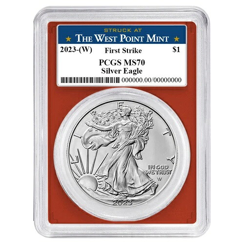 2023年 (W) 1ドル 1オンス アメリカン シルバー イーグル PCGS MS70 FS ウェストポイント ラベル レッドフレーム