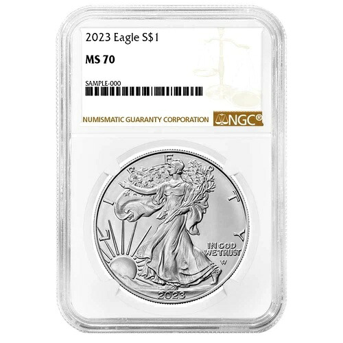 2023 年 $1 アメリカン シルバー イーグル NGC MS70 ブラウン ラベル...
