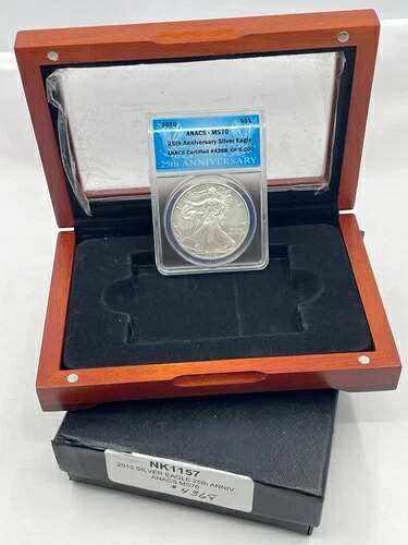 2010 ANACS MS 70、アメリカンシルバーイーグル、25周年記念ボックス入り H29.19