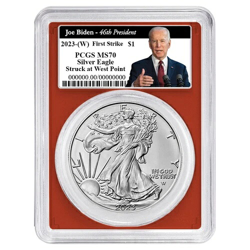2023 (W) $1 アメリカン シルバー イーグル PCGS MS70 FS バイデン 第 46 代大統領ラベル レッド...