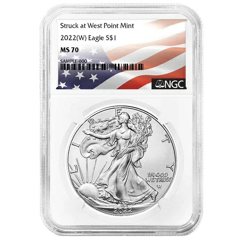 2022年 (W) 1ドル アメリカン シルバー イーグル NGC MS70 フラッグラベル
