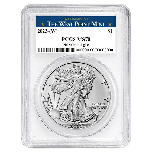 2023年 (W) 1ドル 1オンス アメリカンシルバーイーグル PCGS MS70 ウェストポイントラベル ホワイトフレーム