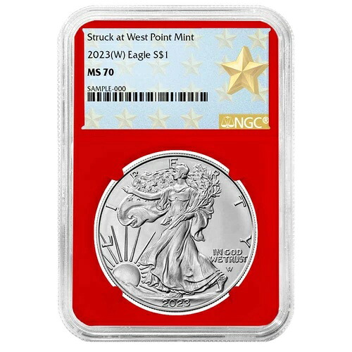 2023 (W) $1 1オンス アメリカン シルバー イーグル NGC MS70 ウェスト ポイント スター ラベル (レッド)