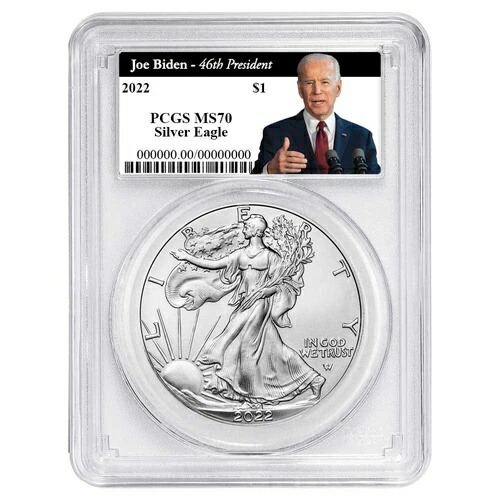 2022年 1ドル アメリカン シルバー イーグル PCGS MS70 バイデン第46代大統領ラベル