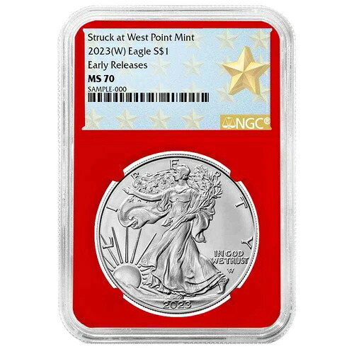 2023 (W) $1 1オンス アメリカン シルバー イーグル NGC MS70 ER ウェスト ポイント スター ラベル、R...