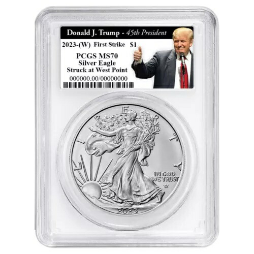 2023 (W) $1 1オンス アメリカン シルバー イーグル PCGS MS70 FS トランプ第45代大統領ラベル...