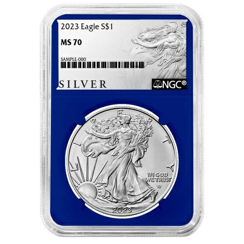 2023年 1ドル アメリカン シルバー イーグル NGC MS70 ALSラベル ブルーコア