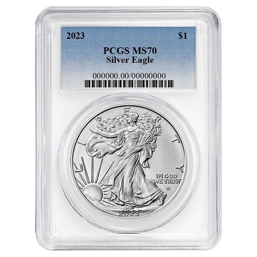 2023年 1ドル アメリカン シルバー イーグル PCGS MS70 ブルーラベル ホワイトフレーム