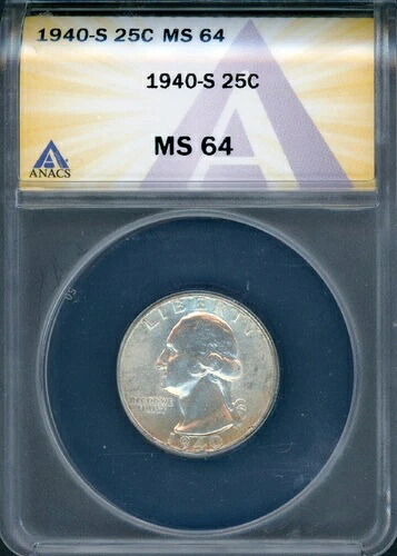 1940年代 ANACS MS64 ワシントン クォーター CH BU + シルバー コイン エラー 大きなダイ クラック NR 48,180円
