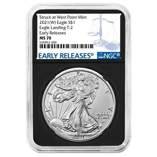 2021年 (W) $1 タイプ2 アメリカンシルバーイーグル NGC MS70 ER ブルーラベル レトロコア