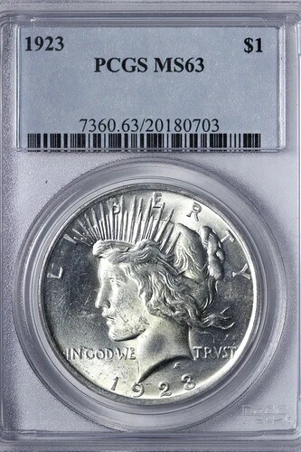 BU 1923 ピースシルバードル PCGS MS63 ZYHE