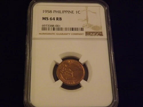 1958 1C フィリピン NGC MS 64 RB