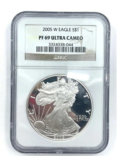2005 W ASE シルバーイーグル、NGC PF69 ウルトラカメオ、S$1 .999 シルバー G16.6
