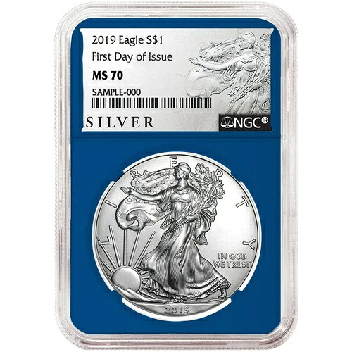2019年 1ドル アメリカン シルバー イーグル NGC MS70 FDI ALSラベル ブルーコア