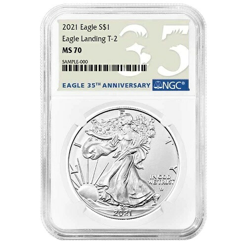 2021年 1ドル タイプ2 アメリカン シルバー イーグル NGC MS70 35周年記念ラベル