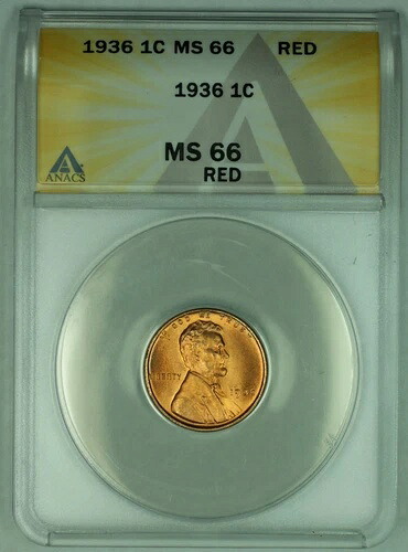 1936年リンカーン・ウィート・セント 1セントコイン ANACS MS 66 RD (20) 48,180円