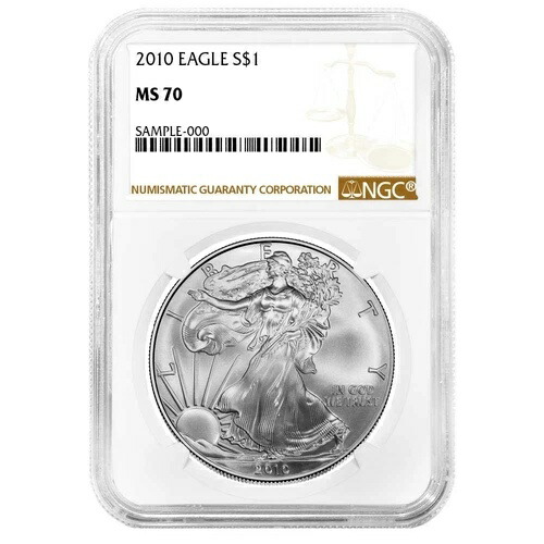 2010年 1ドル 1オンス アメリカンシルバーイーグル NGC MS70 ブラウンラベル