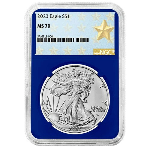 2023年 1ドル アメリカン シルバー イーグル NGC MS70 ウェストポイント スターラベル ブルーコア