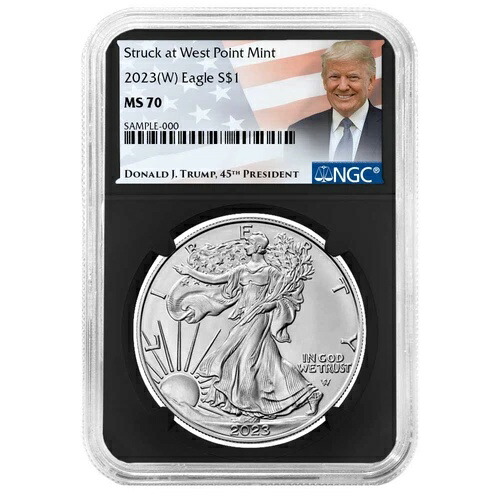 2023年 (W) 1ドル アメリカン シルバー イーグル NGC MS70 トランプ ラベル レトロ コア