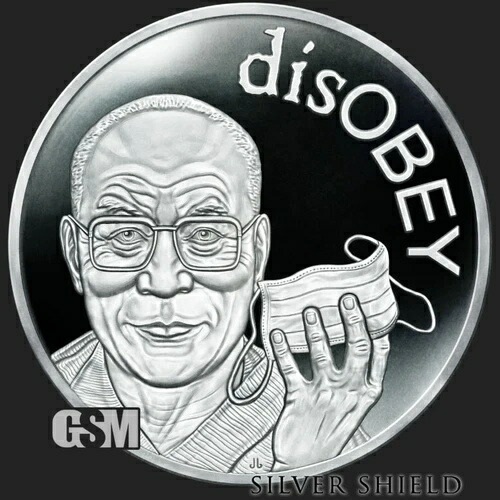 2021 シルバーシールド ダライ・ラマ v2 - 1オンス シルバープルーフ - 「disOBEY」シリーズ第6弾
