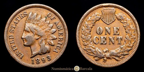 エスタドス ウニドス 1 セント (3,06g) 1893 フィラデルフィア KM-90A VF+