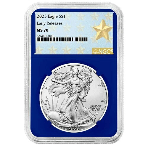 2023年 1ドル アメリカン シルバー イーグル NGC MS70 ER ウェストポイント スターラベル ブルーコア