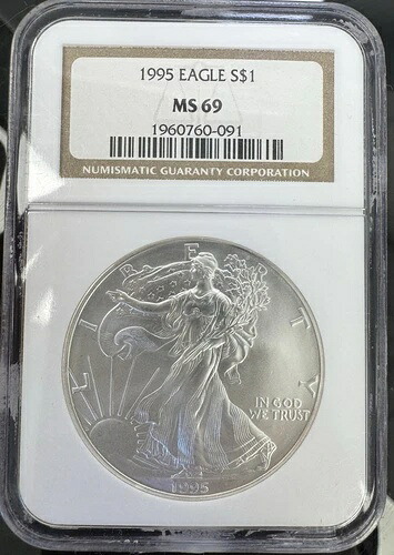1995年 アメリカ 1ドル アメリカン シルバー イーグル 1オンス 銀貨 NGC MS69